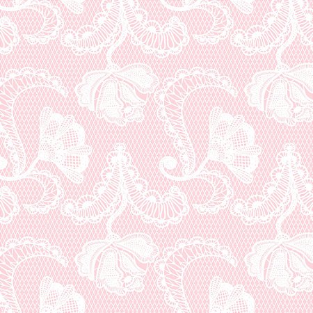 Tricoline Renda Branca Fundo Rosa, 100% Algod, 50cm x 1,50mt