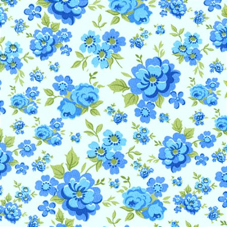 Tricoline Estampado Floral Azul 100%Algodão 50cm x 1,50m