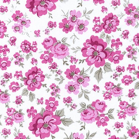 Tricoline Estampado Floral Rosa 100% Algodão 50cm x 1,50mt