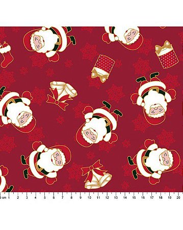 Tricoline Natal Papai Noel 19 Vermelho 100% Alg 50cm x 1,50m