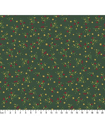 Tricoline Ramos de Natal 14 Verde 100% Algodão 50cm x 1,50mt