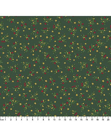 Tricoline Ramos de Natal 14 Verde 100% Algodão 50cm x 1,50mt