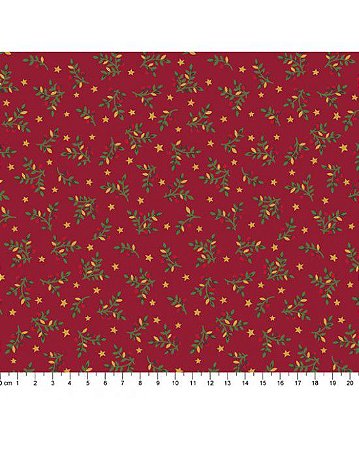 Tricoline Ramos de Natal 13 Vermelho 100% Alg. 50cm x 1,50mt