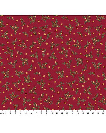 Tricoline Ramos de Natal 13 Vermelho 100% Alg. 50cm x 1,50mt