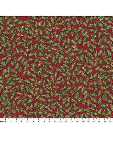 Tricoline Folhas de Natal 10 Vermelho 100% Alg 50cm x 1,50mt