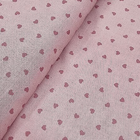 Cotton Linen Corações Rose, 80% Alg 20% Linho, 50cm x 1,52mt