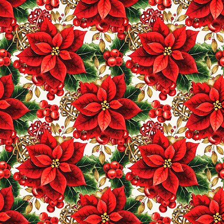 Tricoline Digital de Natal 22 12, 100% Algodão 50cm x 1,50mt