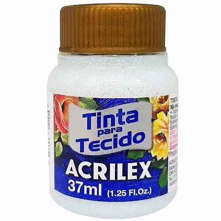 Tinta Para Tecido Acrilex com Glitter 37ml - Cristal