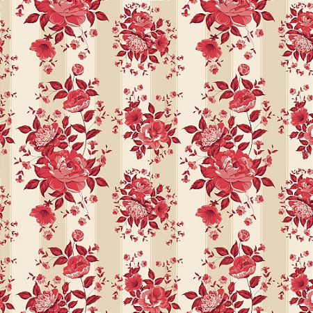 Tricoline Floral Country French 16, 100% Algod, 50cm x 1,50m