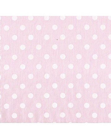 Tricoline Poá Médio Rosa Bebê c/ Branco 100%Alg 50cm X 1,50m