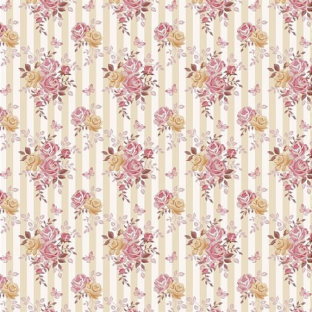 Tecido Tricoline Floral Blush Blossom 01, 50cm x 1,50mt