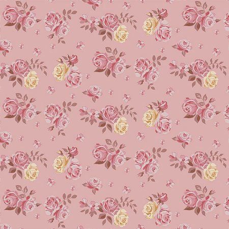 Tecido Tricoline Floral Blush Blossom 02, 50cm x 1,50mt