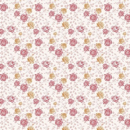 Tecido Tricoline Floral Blush Blossom 04, 50cm x 1,50mt