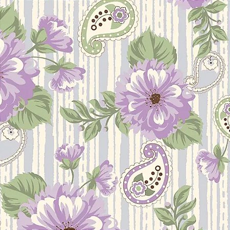 Tricoline Floral Capadócia Lilás 100% Algodão, 50cm x 1,50m