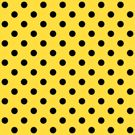 Tricoline Poá Médio Peri Preto Fundo Amarelo, 50cm x 1,50mt