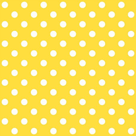 Tricoline Poá Médio Peri Branco Fundo Amarelo, 50cm x 1,50mt
