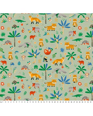 Tricoline Estampado Pantanal (Verde) 100% Alg 50cm x 1,50m