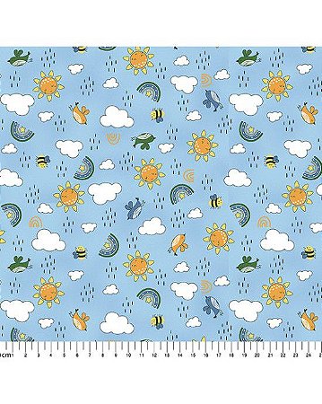 Tricoline Estampado Chuvisco Azul 100% Algodão 50cm x 1,50mt