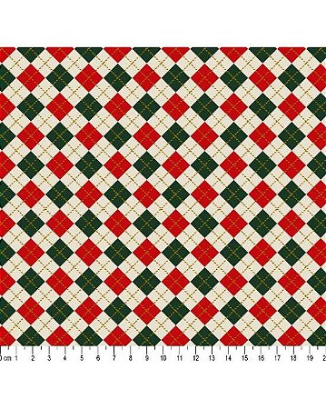 Tricoline - Coleção TARTAN - Xadrez Diagonal Marrom Castor - 0,50m X 1,50m