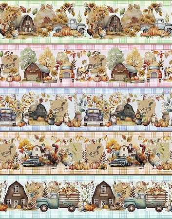 Tricoline Digital Barrado Country House, 50cm x 1,50mt