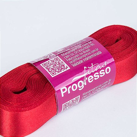 Fita De Cetim Progresso Vermelho CF005, 22mm - Peça 10mt