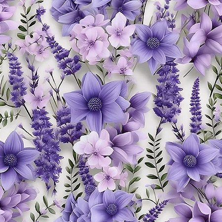 Tricoline Digital 3D Floral Lilás 1, 100%Algod 50cm x 1,50mt