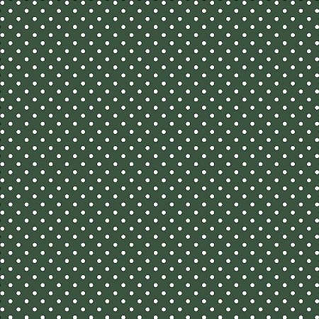 Tricoline Poá Pequeno Branco Fundo Verde Musgo, 50cm x 1,50m