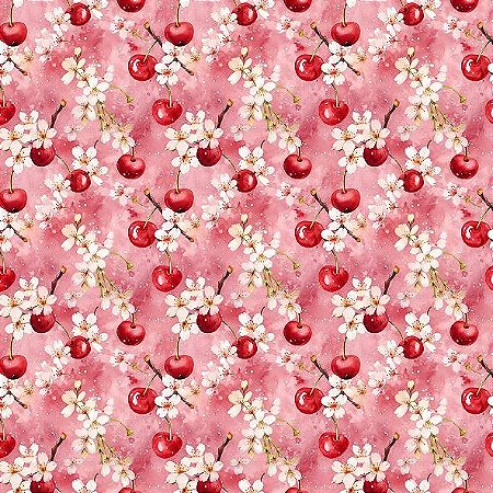 Tricoline Est. Digital Flor de Cerejeira Rosa 50cm x 1,50mt