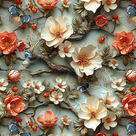 Tricoline Digital Floral 3D Topázio, At. 5m x 1,50mt