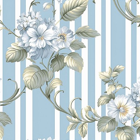 Tricoline Digital Floral Listrado 3, 100%Algod 50cm x 1,50mt