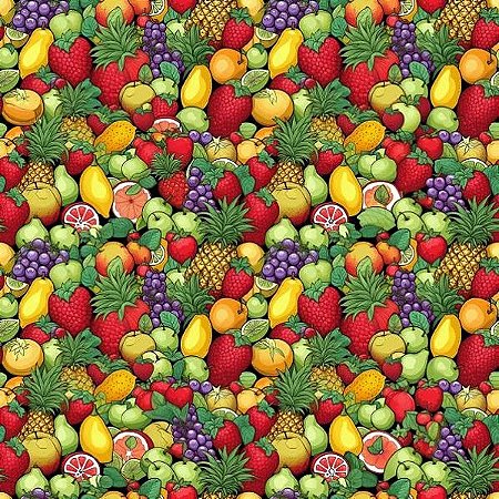 Tecido Tricoline Digital Salada de Frutas, 50cm x 1,50mt