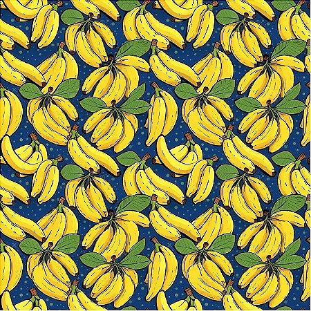 Tecido Tricoline Digital Fruta Banana, 100%Alg 50cm x 1,50mt