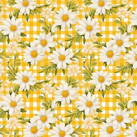 Tecido Tricoline Digital Daisy 02, 100% Algodão 50cm x 1,50m