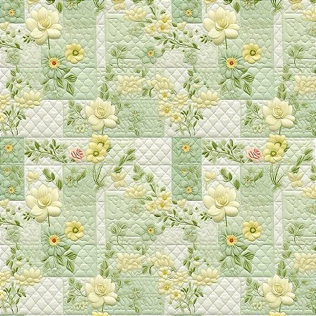 Tecido Tricoline Digital Quilt Verde 1, 100%Alg 50cm x 1,50m