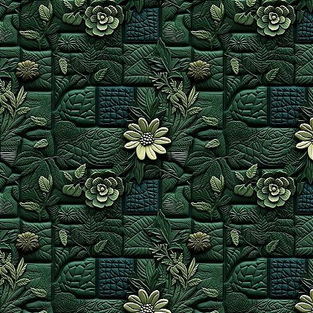 Tecido Tricoline Digital Quilt Verde 4, 100%Alg 50cm x 1,50m