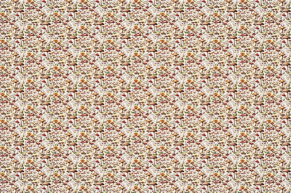 Tecido Tricoline Digital Cogumelo Fundo Branco, 50cm x 1,50m
