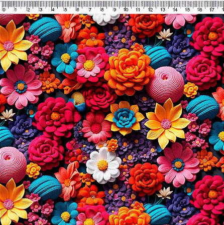 Tecido Tricoline Digital Floral Vermelho, 50cm x 1,50mt