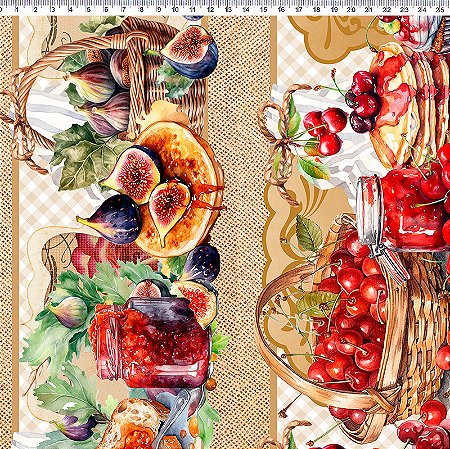 Tecido Tricoline Digital Barrado Cozinha, 50cm x 1,50mt