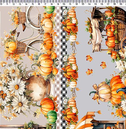 Tecido Tricoline Digital Barrado Abobora, 50cm x 1,50mt