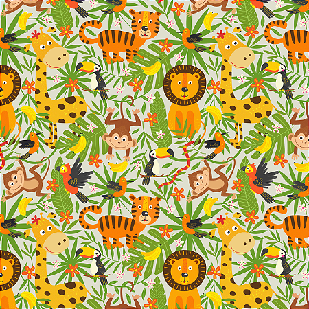Tecido Tricoline Floresta Feliz, 100% Algodão 50cm x 1,50mt