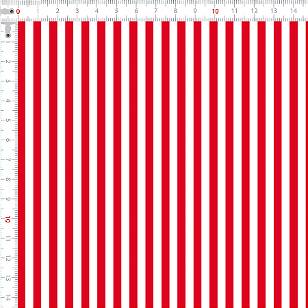Tricoline Mini Listrado Peri Vermelho, 100%Alg 50cm x 1,50mt