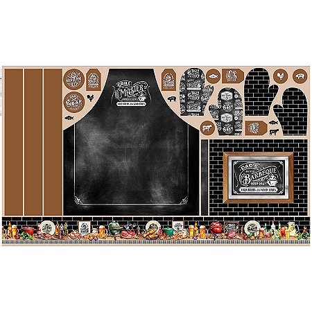 Tecido Sarja Digital Avental Barbecue, 1mt x 1,50mt