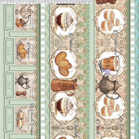 Tricoline Digital Barrado Confeitaria, 100%Alg 50cm x 1,50mt