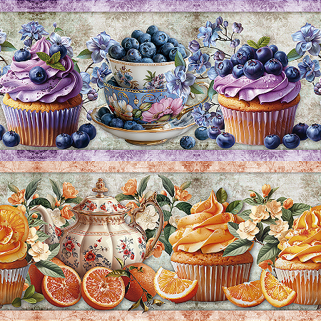 Tricoline Digital Barrado Cupcake, 100% Alg. 55cm x 1,50mt