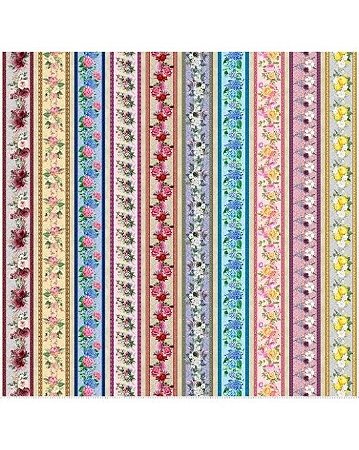 Tricoline Digital Barrado Romance 100% Algodão 50cm X 1,50mt