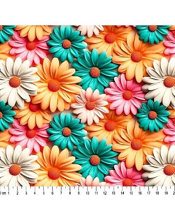 Tricoline Digital 3D Floral Lorena 100% Alg. 50cm x 1,50mt
