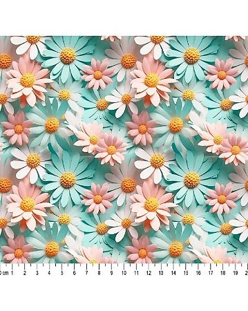 Tricoline Digital 3D Floral Isabella 100% Alg. 50cm x 1,50mt