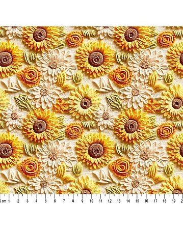 Tricoline Digital 3D Floral Cintia 100% Alg. 50cm x 1,50mt