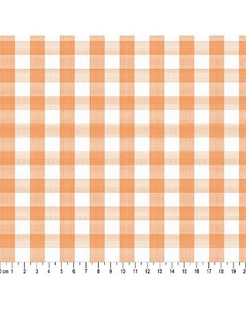 Tricoline Fio Tinto Xadrez 20XM Laranja 50cm x 1,50mt