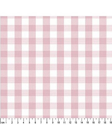 Tricoline Fio Tinto Xadrez 20XM Rosa 100% Alg 50cm x 1,50mt